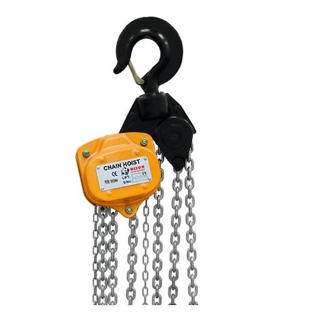 Bison Lifting Equipment 10 Ton Manual Chain Hoist, 10 Ft, Galv. Chain CH100-10-G